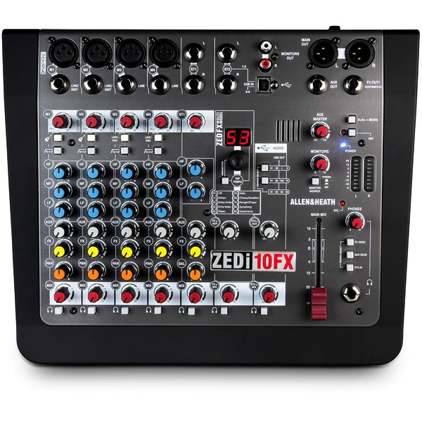 Allen & Heath Zedi 10 este un mixer analog compact și versatil, proiectat pentru a satisface nevoile atât ale începătorilor cât și ale profesioniștilor din industria audio